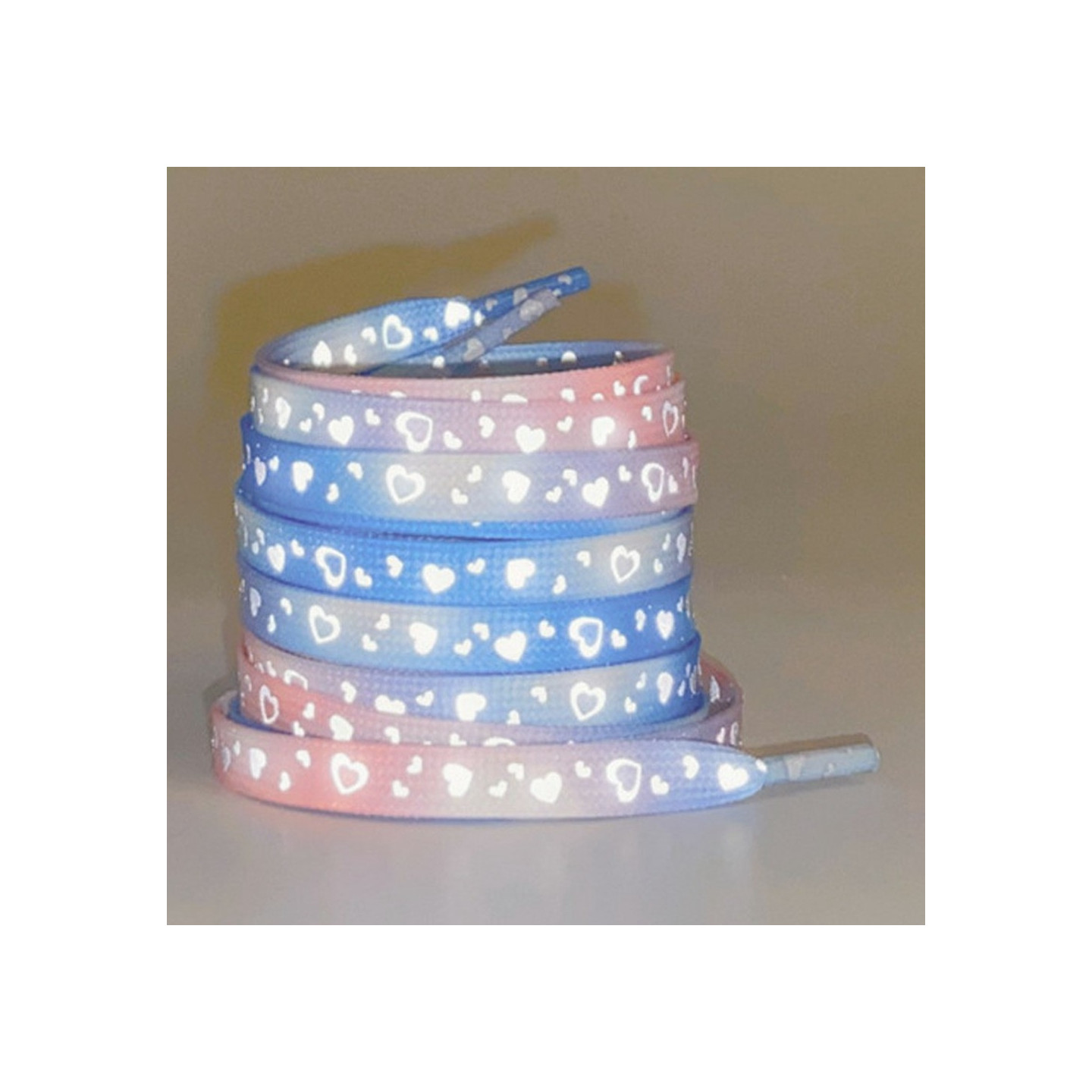 140 cm reflective shoelaces for sneakers Canvas shoes Basketball shoes etc - Blue Pink Heart