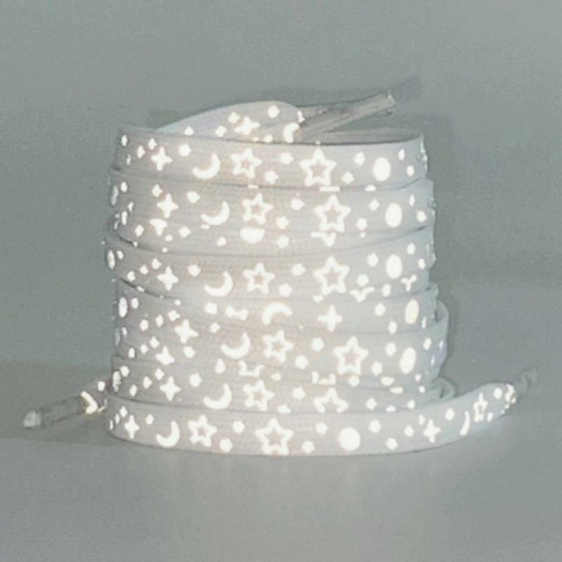 140 cm reflekterende snørebånd til sneakers Lærredssko Basketballsko mm - White Star