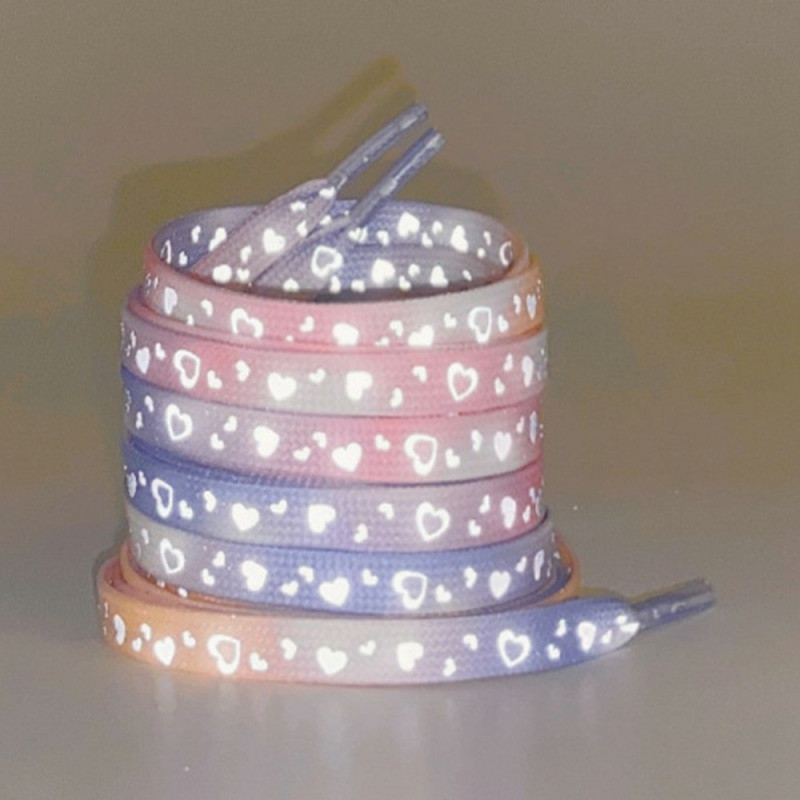 140 cm reflekterende snørebånd til sneakers Lærredssko Basketballsko mm - Purple Pink Heart