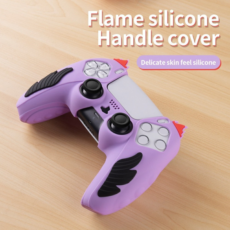 Playstation 5 / PS5 Silikon Skin Cover Case Anti-Slip Protection Flame Design - Hvit
