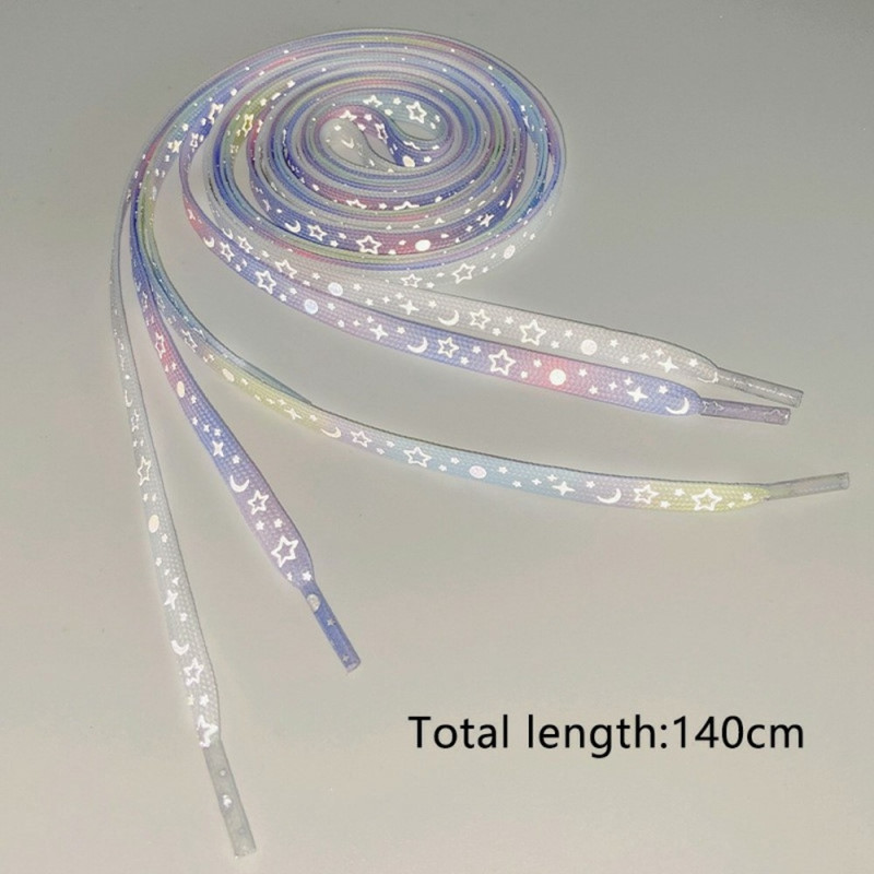 140 cm reflective shoelaces for sneakers Canvas shoes Basketball shoes etc - White Star