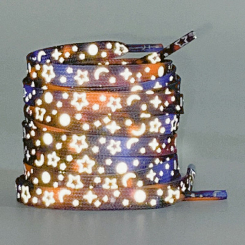 140 cm reflekterende skolisser til joggesko Canvassko Basketballsko etc - Black Blue Star