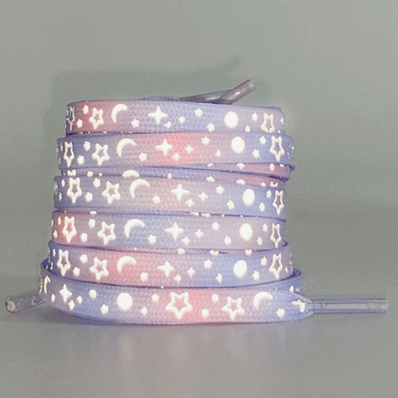 140 cm reflekterende skolisser til joggesko Canvassko Basketballsko etc - Purple Pink Star