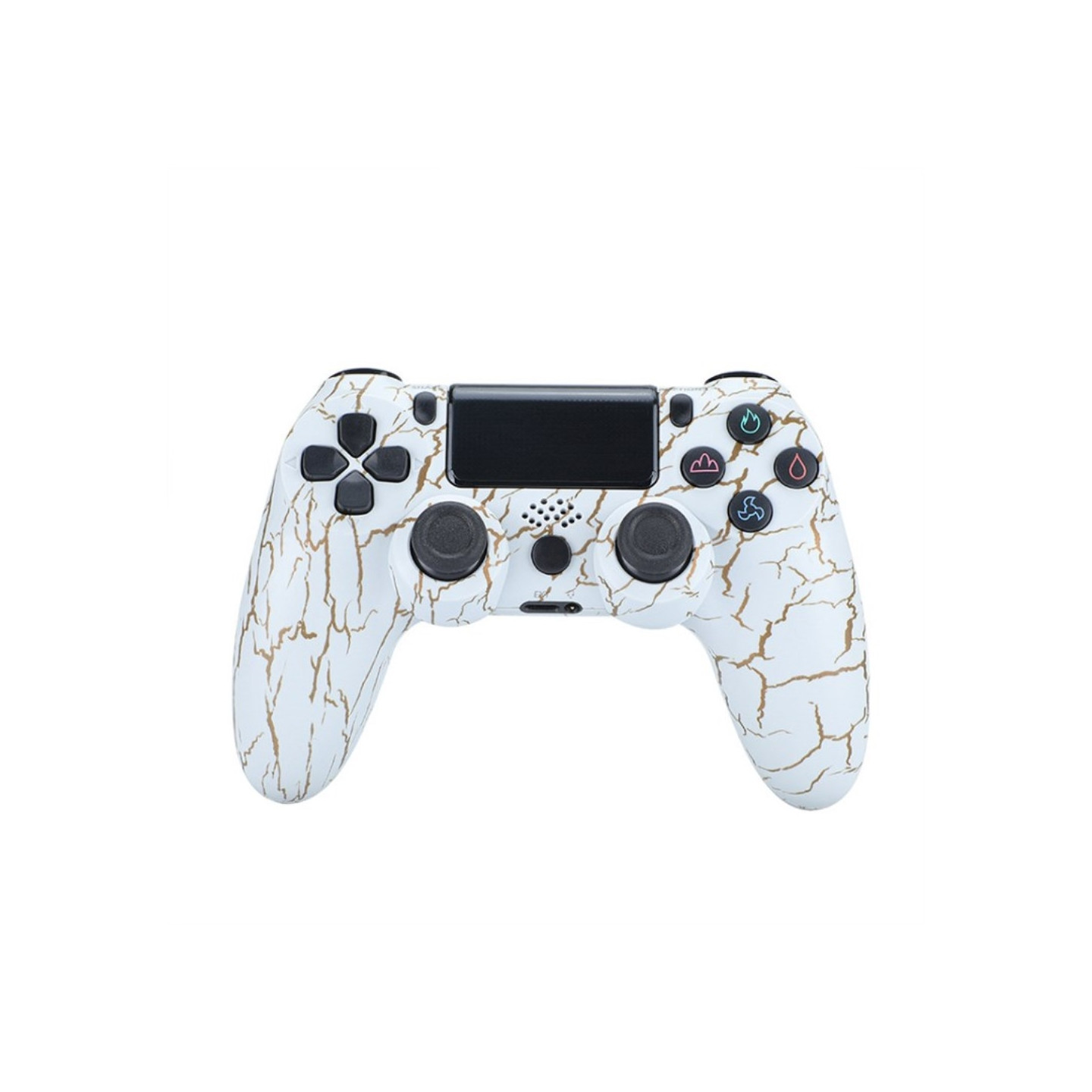 Wireless PS4 Game Controller with Speaker and Stereo Headset Jack - White crack