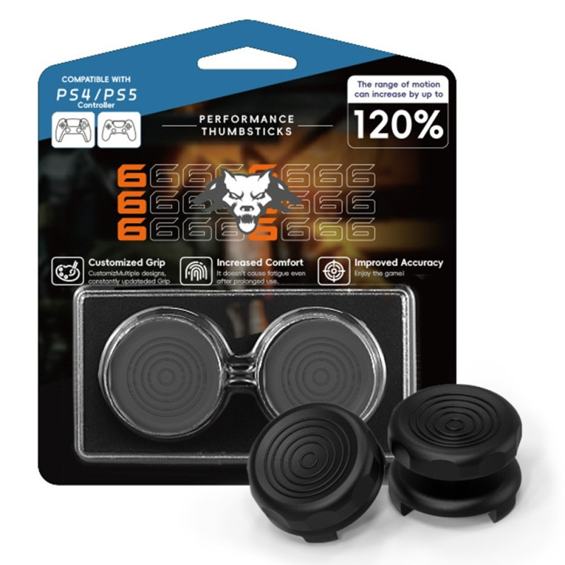 2 stk Tommelgrep Fingergrep for Sony PlayStation 5 / 4 Joystick Silikon - Svart
