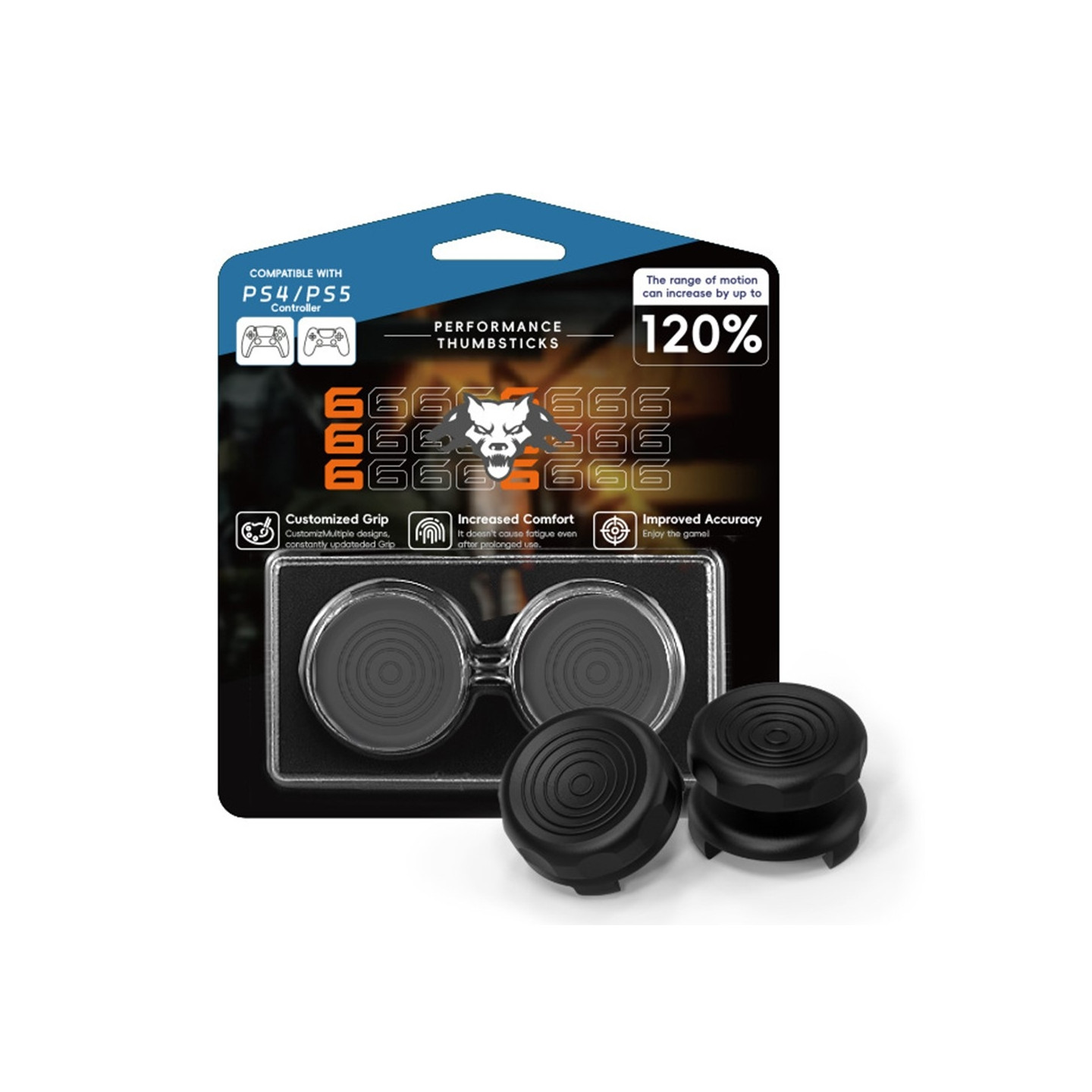 2pcs Thumb grip Finger grip for Sony PlayStation 5 / 4 Joystick Silicone - Black