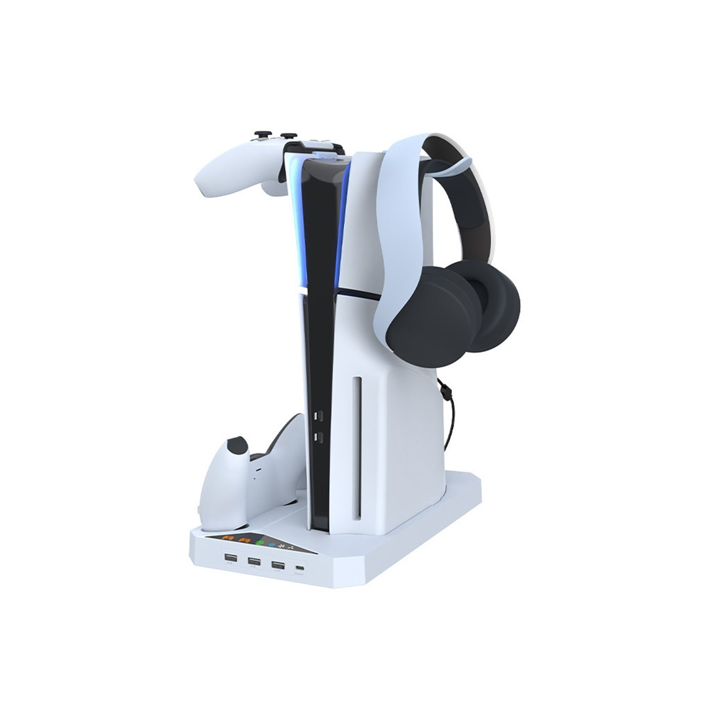 IPLAY for Sony PS5 Slim Digital / Disc Edition Cooling Stand Dual Controller Charging Station Headset Hanger