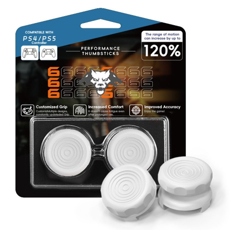 2pcs Thumb grip Finger grip for Sony PlayStation 5 / 4 Joystick Silicone - White