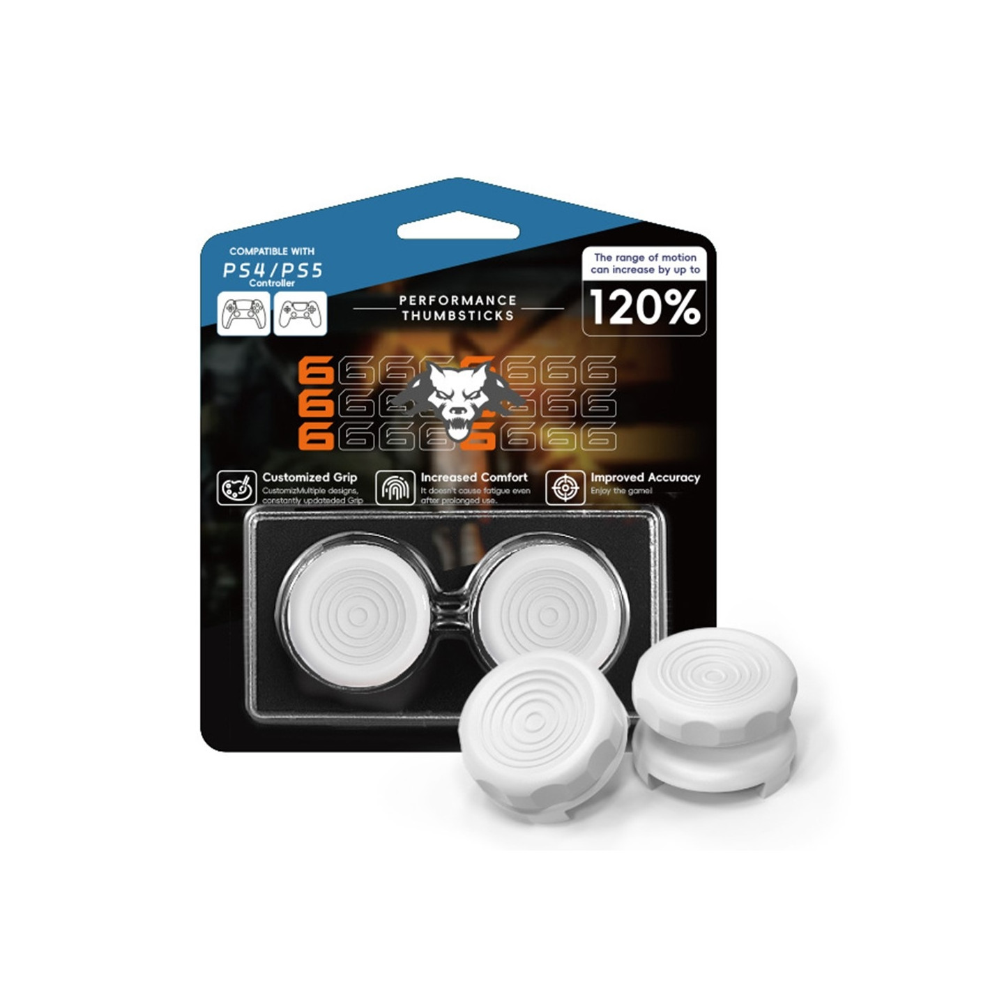 2pcs Thumb grip Finger grip for Sony PlayStation 5 / 4 Joystick Silicone - White