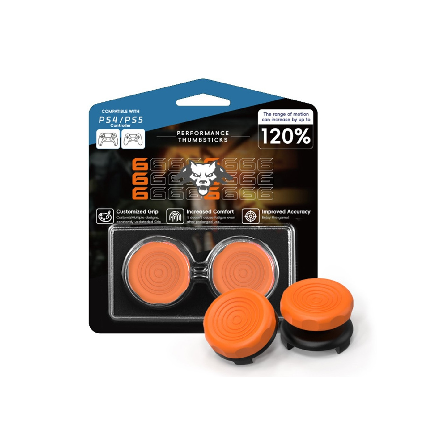 2st Tumgrepp Fingergrepp för Sony PlayStation 5 / 4 Joystick Silikon - orange