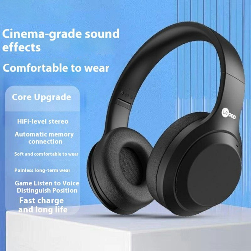 LENOVO Trådløse Over-Ear-hovedtelefoner Foldbare Gaming Music Bluetooth Headset - Sort