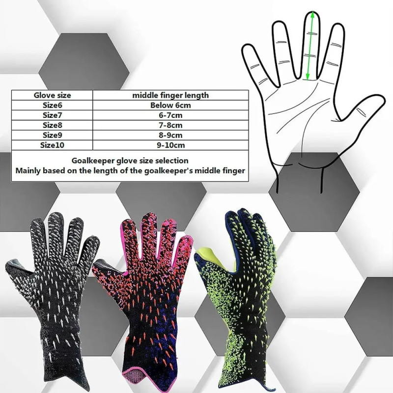 1 Pair Thicken Latex Palm Goalkeeper Gloves Anti-Slip Football Training - Size 7