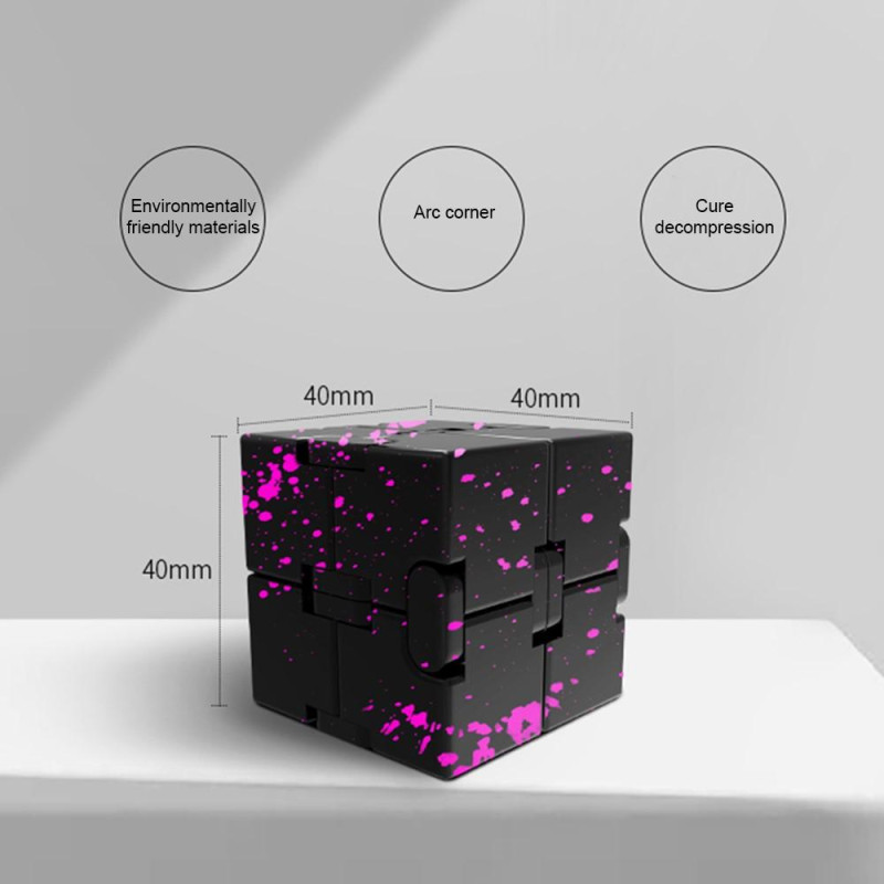 Fidget Toy Infinite Cube Stress Relief Flip Block - Black - Yellow