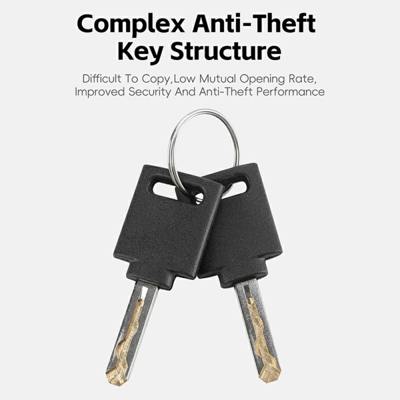 WEST BIKING Tyverisikring Sykkel Motorsykkel Moped Scooter Lås med 2 nøkler