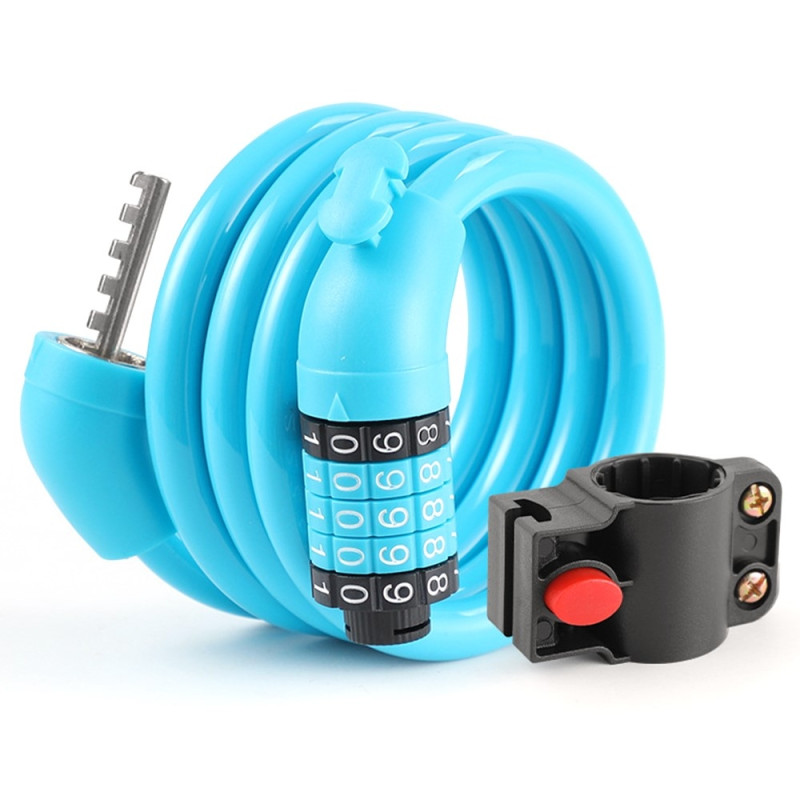 Sykkellås Lås Kabel 5-sifret kombinasjonsfeste - Blå