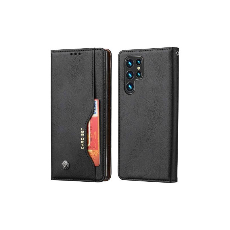 Samsung Galaxy S23 Ultra Lompakkoteline Puhelimen Käännettävä Suojakotelo - Musta