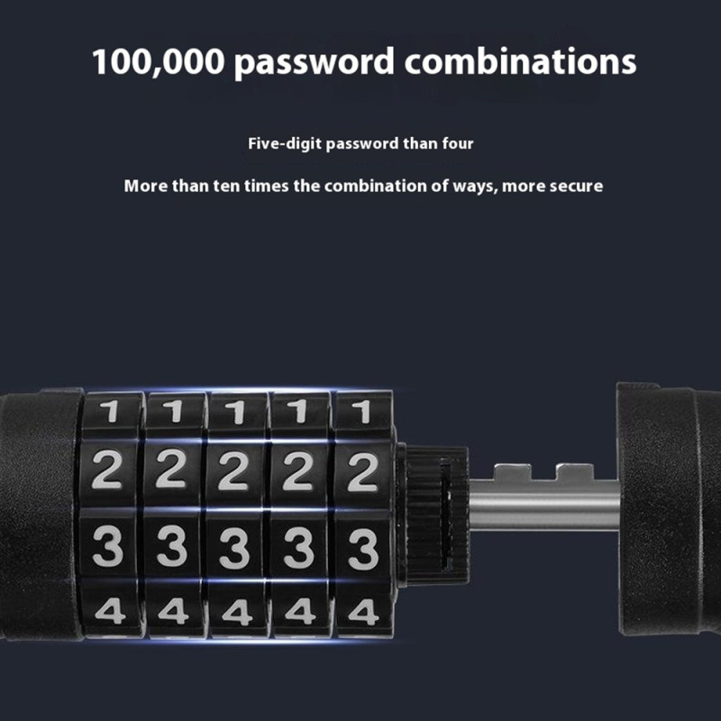 Bicycle lock Lock Cable 5-digit combination mounting bracket - Blue