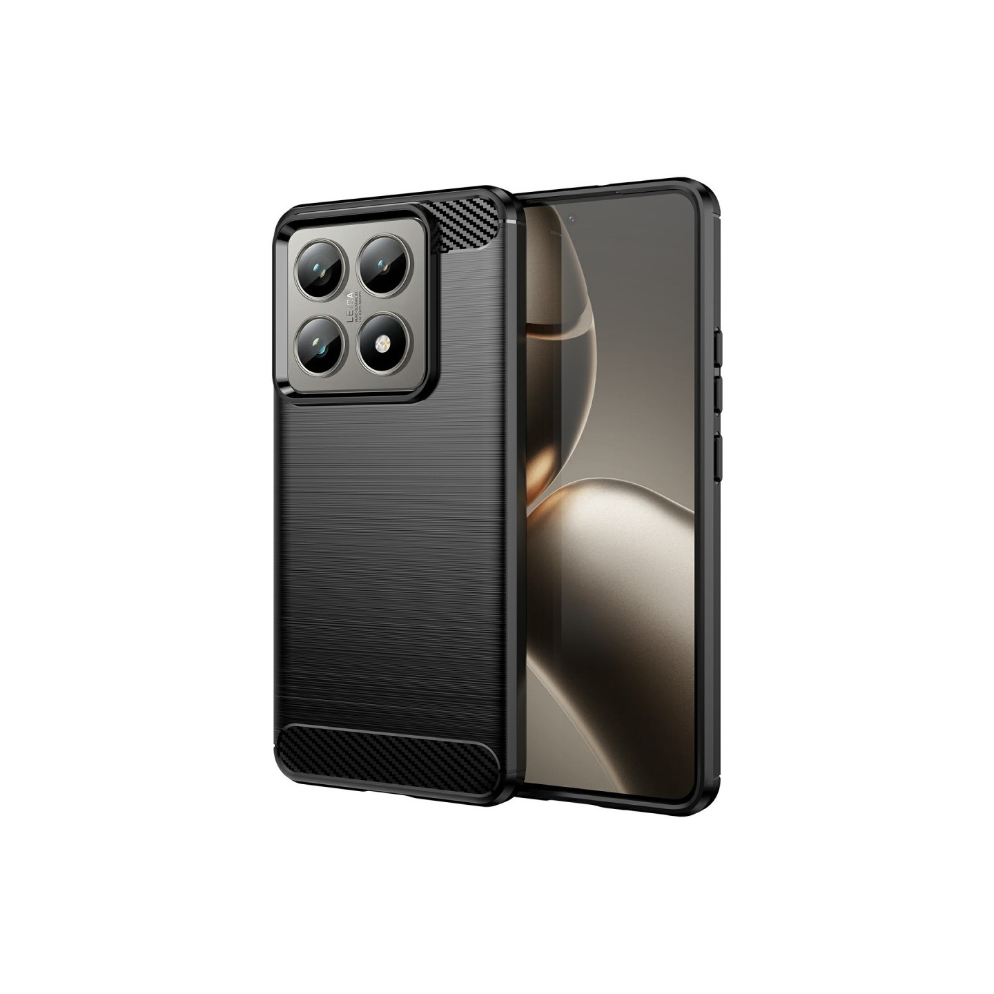 For Xiaomi 14T / 14T Pro Carbon fiber texture Cover Back - Black