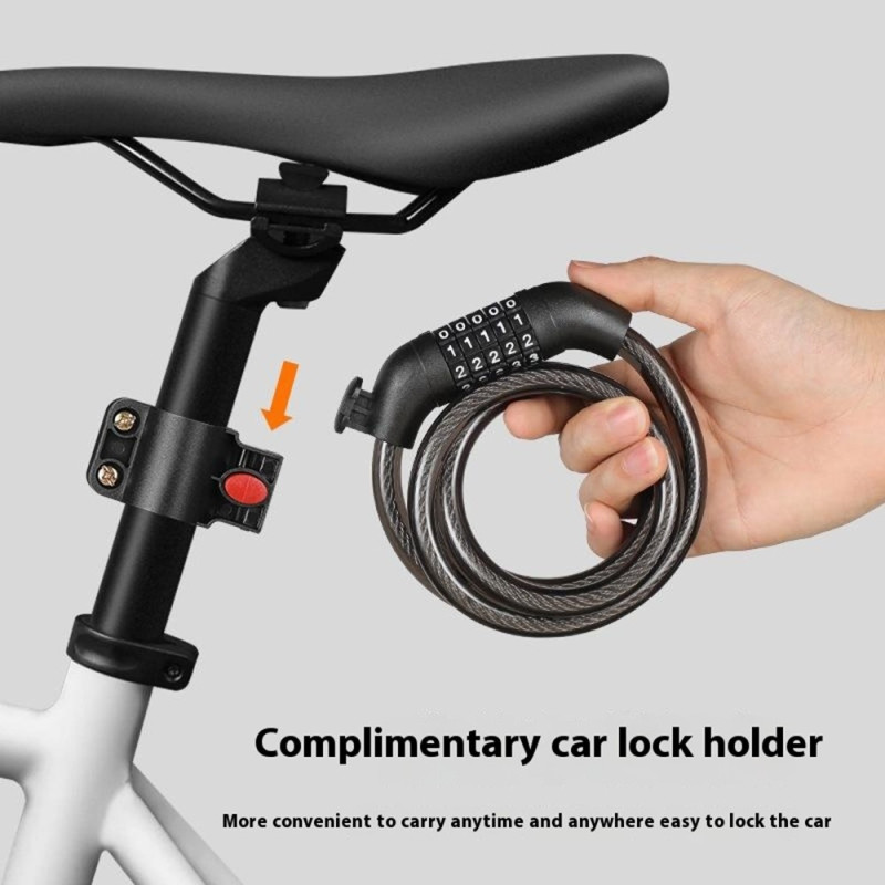 Bicycle lock Lock Cable 5-digit combination mounting bracket - Orange