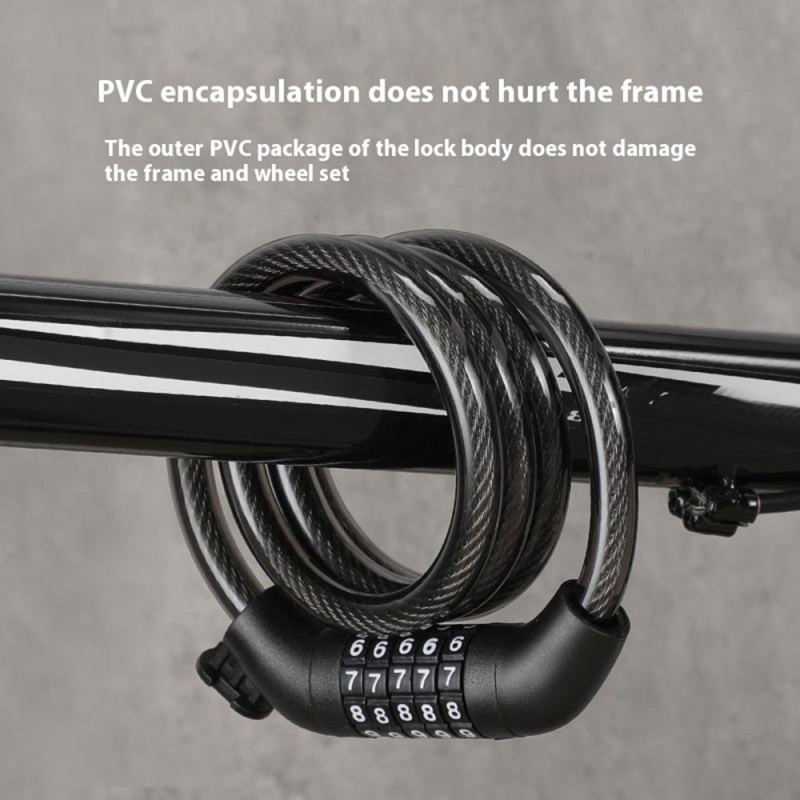 Bicycle lock Lock Cable 5-digit combination mounting bracket - Orange