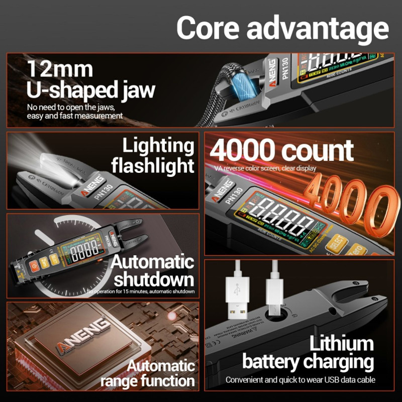 U-formet digital multimeter DC/AC spenningsstrømmotstandskondensatortester