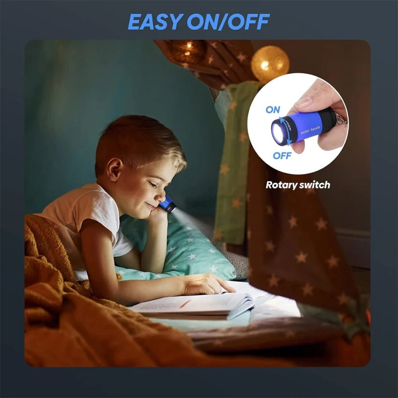 IPX4 Vandtæt Mini Genopladelig LED 25 Lumen lommelygte - Sort