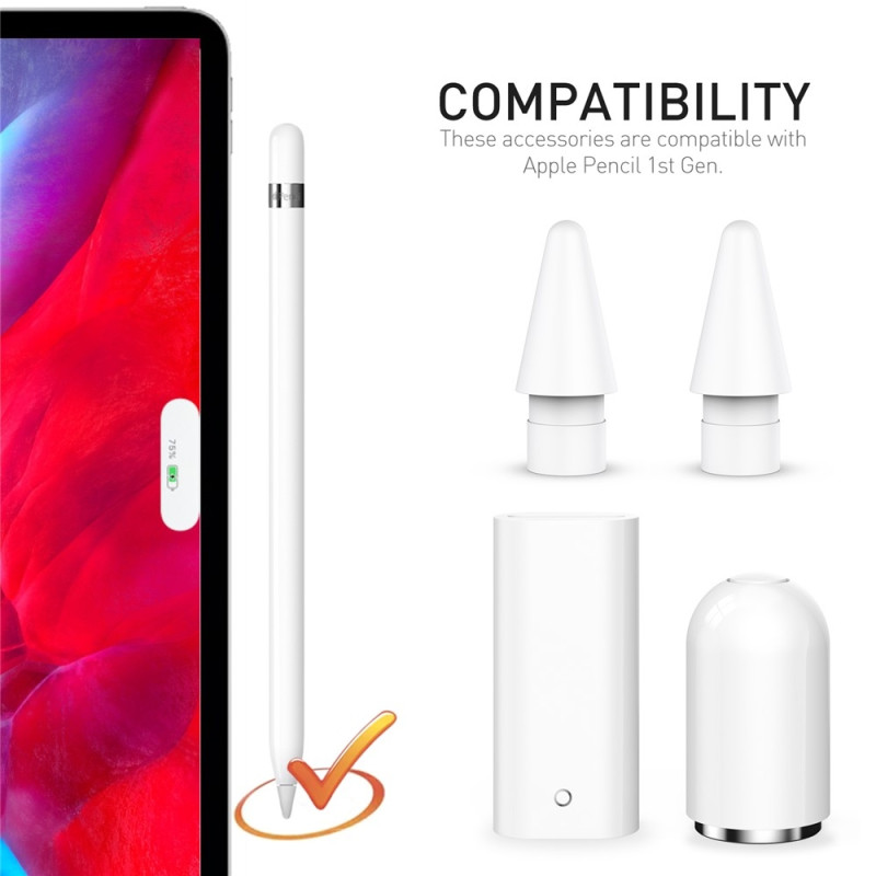 For A Pencil (1st Gen) Magnetic Charging Adapter Set Tips + Holder