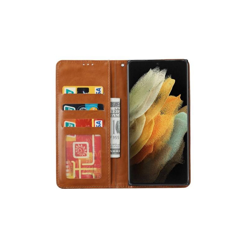 Samsung Galaxy S23 Ultra Pung Stand til Telefon Flippetui Cover - Sort