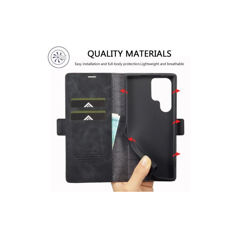 LC.IMEEKE Wallet Case for Samsung Galaxy S23 Ultra - Black