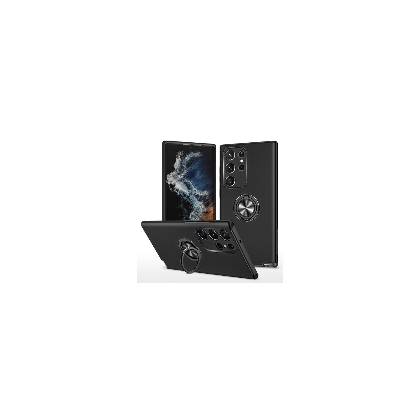 Samsung Galaxy S23 Ultra Hybrid Deksel Med Fingerring - Svart