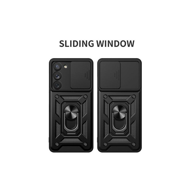 Samsung Galaxy S23+ (Plus) Stødsikker TPU+PC Kickstand Telefonetui Bilmontering Metalplade - Sort