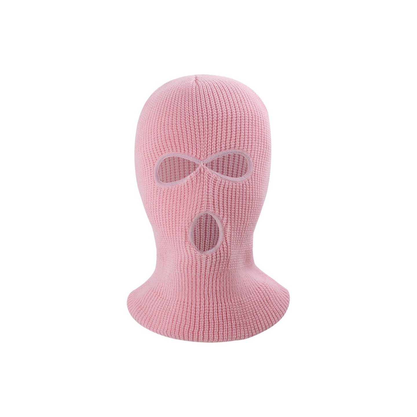 Winter Full Face Mask Three - Hole Balaclava Knitted Hat Neck Damask - Pink