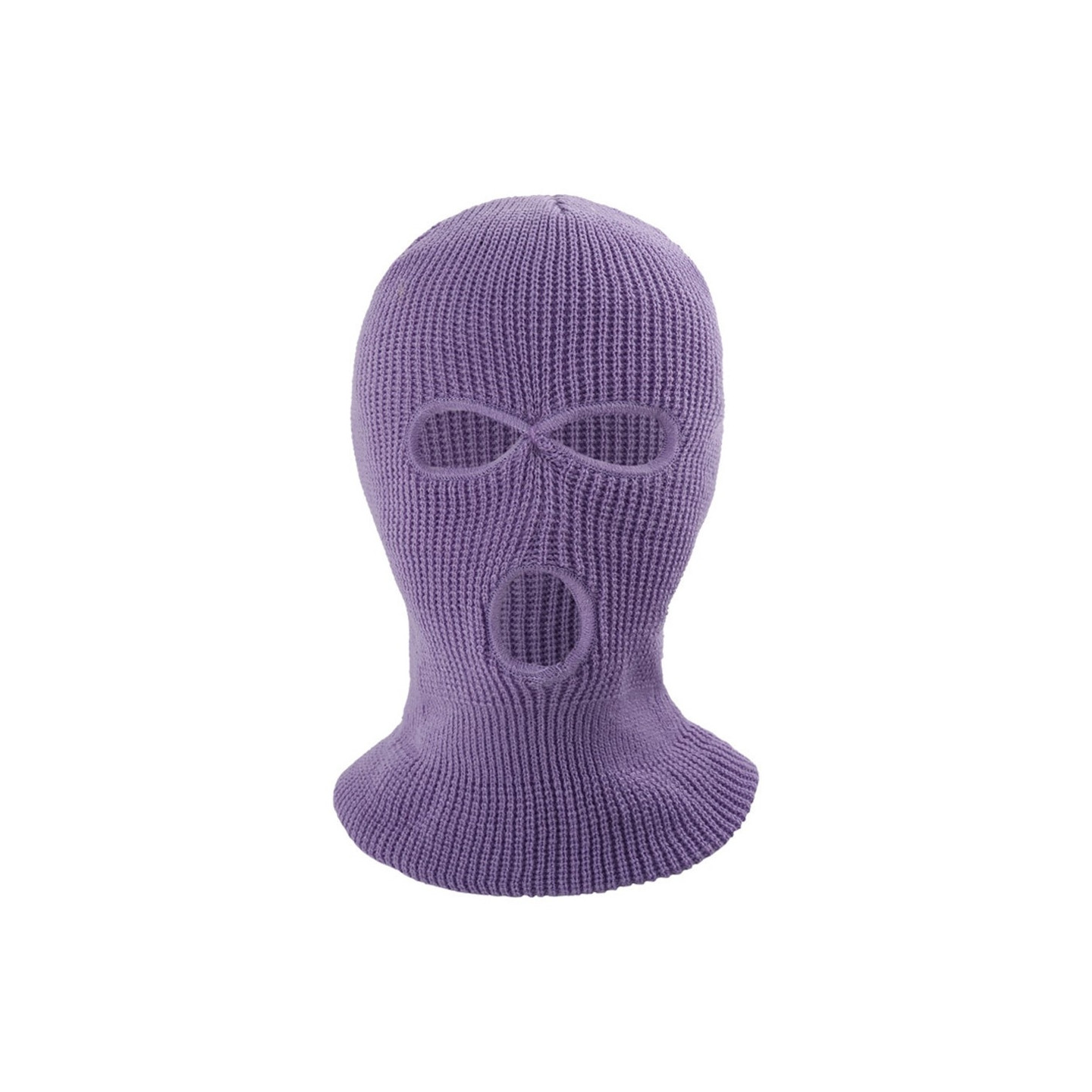 Winter Full Face Mask Three - Hole Balaclava Knitted Hat Neck Damask - Purple