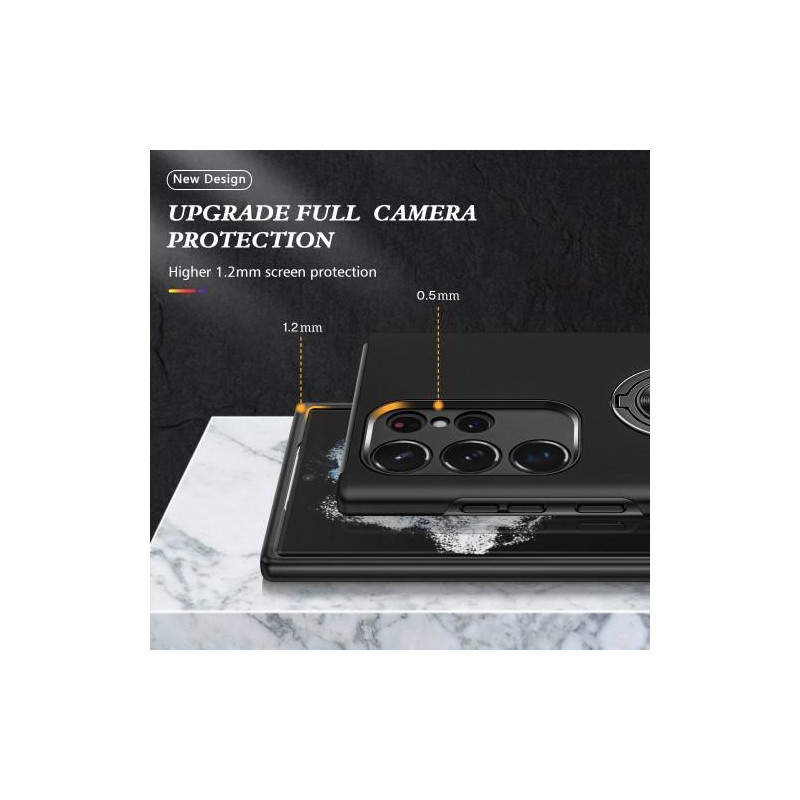 Samsung Galaxy S23 Ultra Hybrid Deksel Med Fingerring - Svart