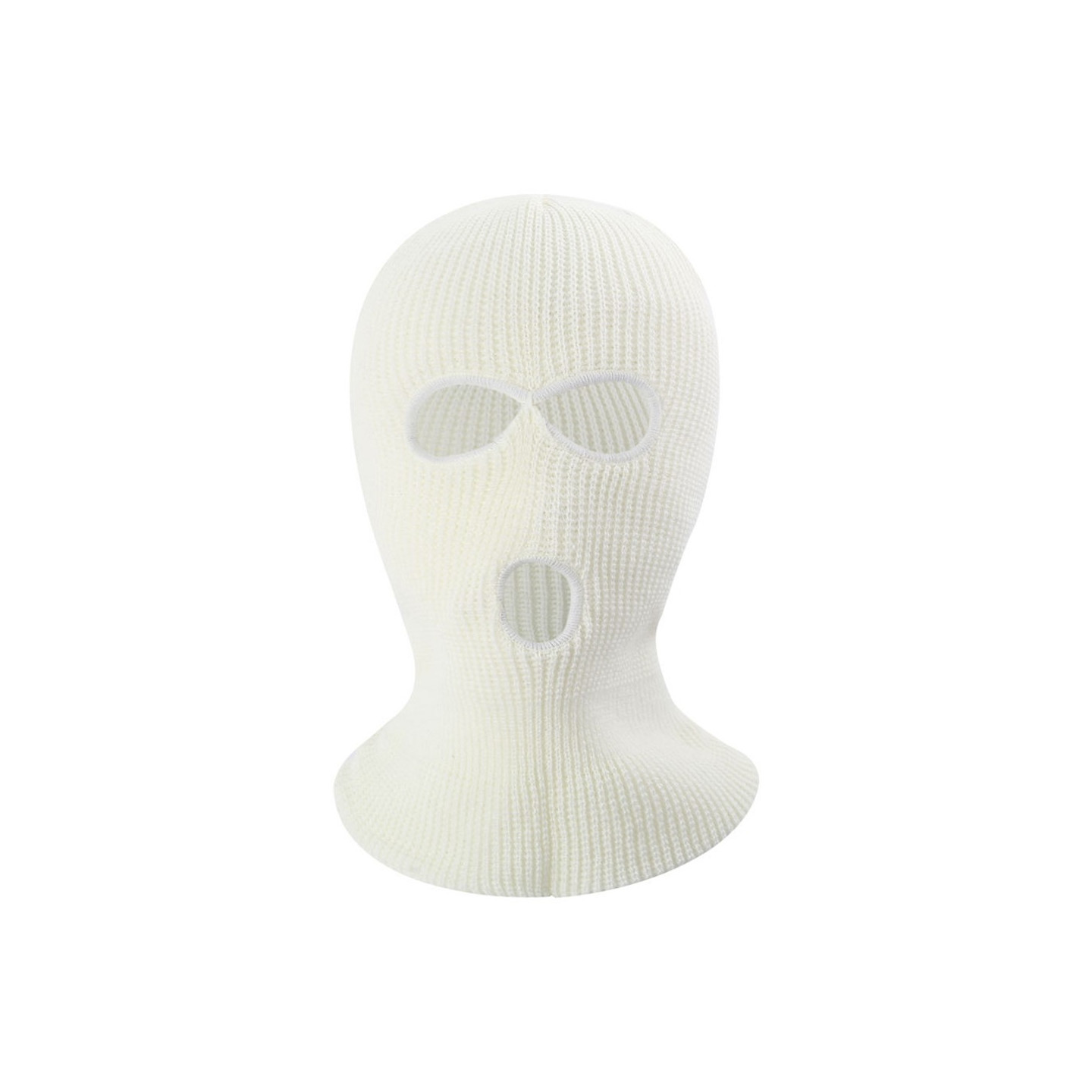 Vinter Helansikte Mask Tre - håls Balaclava Stickad Hatt Hals Damask - Vit