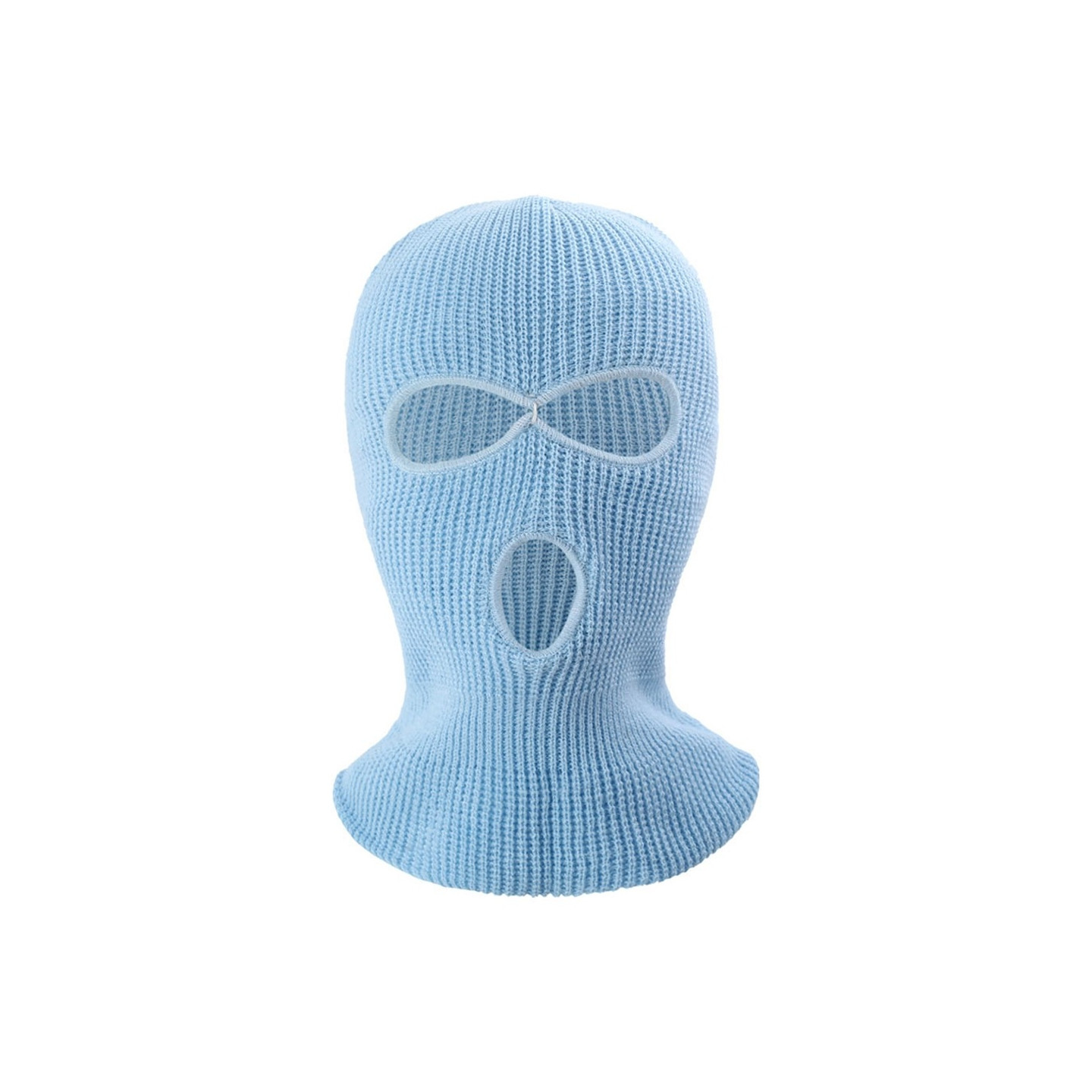 Winter Full Face Mask Three - Hole Balaclava Knitted Hat Neck Damask - Sky Blue