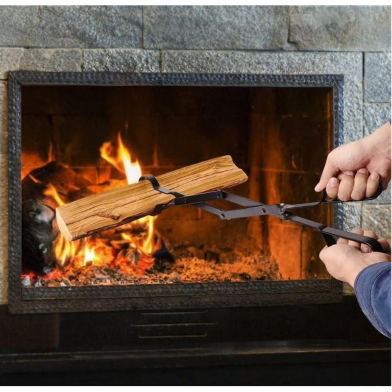 Pliers Firewood Steel Pliers Foldable Fireplace Fireproof Wood Clamp Fireplace