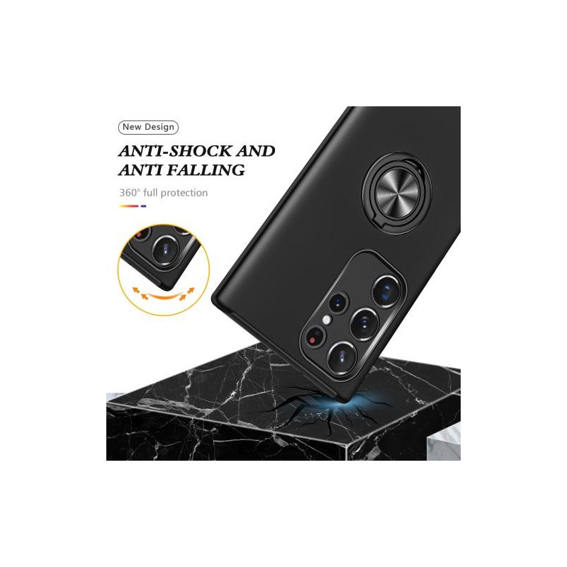 Samsung Galaxy S23 Ultra Finger Ring Kickstand Hybrid Case - Black