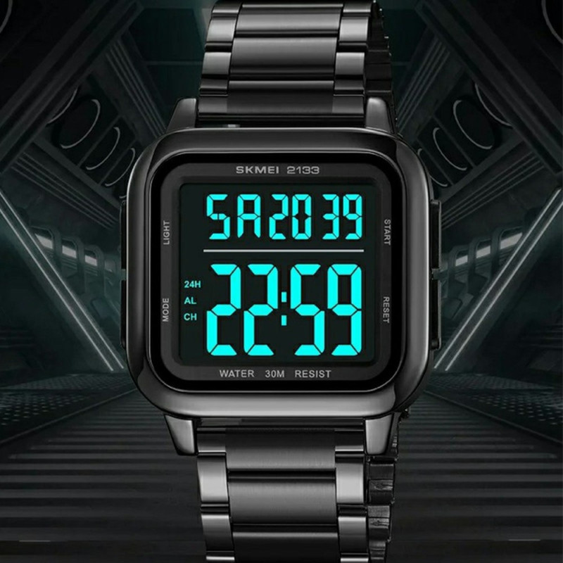 SKMEI Digital Electronic Wrist Watch Watch Steel Strap Square - Gold