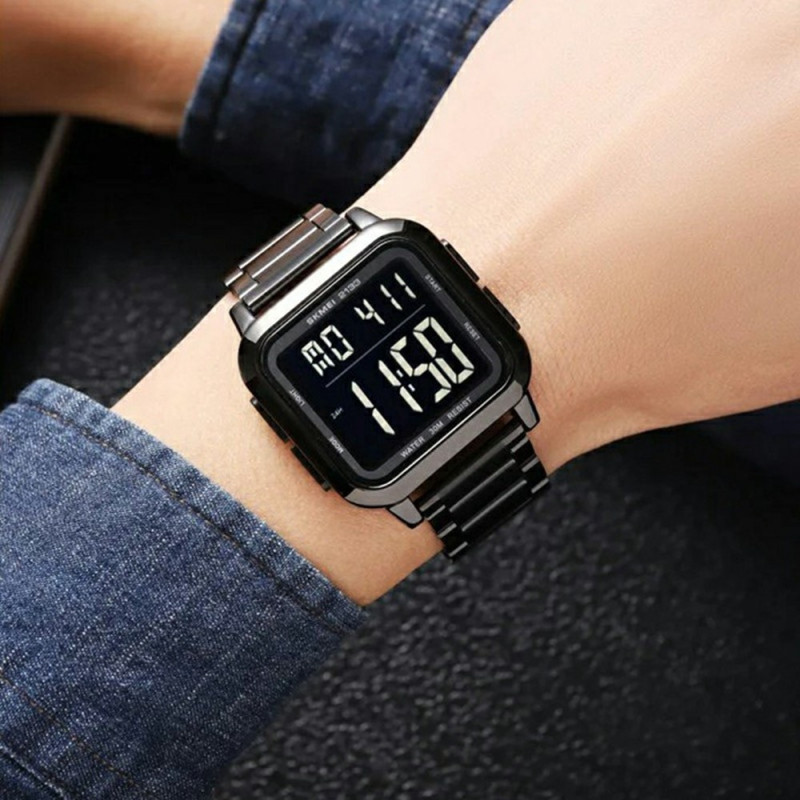 SKMEI Digitalt Elektronisk Armbåndsur Stålrem Firkantet - Guld