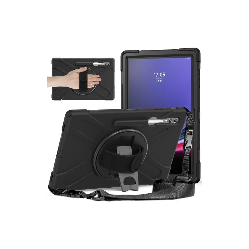 Til Samsung Galaxy Tab S10 Ultra/S9 Ultra/S8 Ultra Heavy Duty Armor Veske med Skulderrem