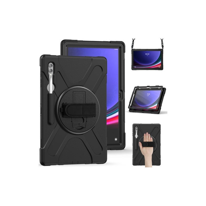 Til Samsung Galaxy Tab S10 Ultra/S9 Ultra/S8 Ultra Heavy Duty Armor Veske med Skulderrem