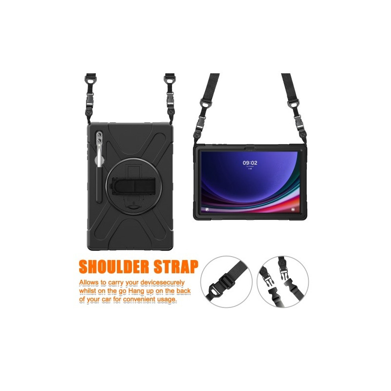 For Samsung Galaxy Tab S10 Ultra / S9 Ultra / S8 Ultra Case Kickstand Tablet Cover with Shoulder Strap