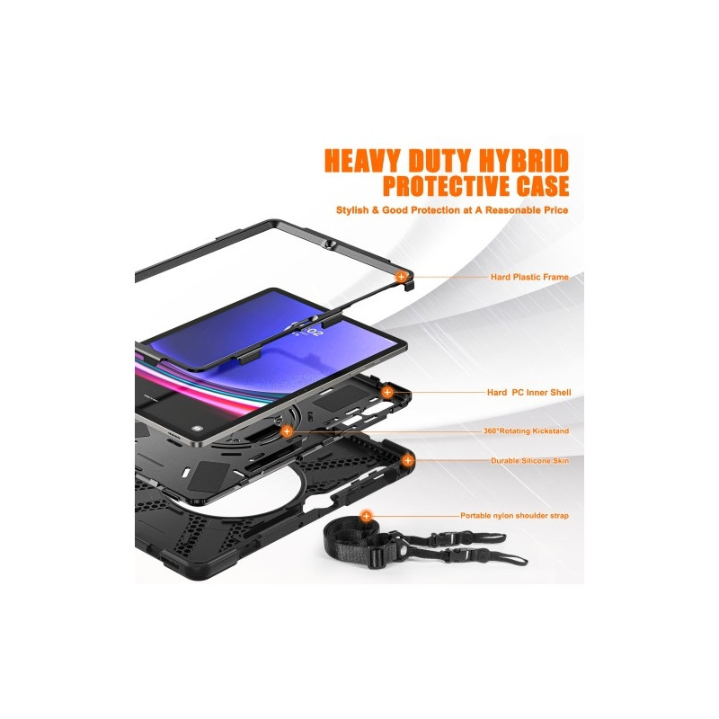 Til Samsung Galaxy Tab S10+ / S9 FE+ / S9+ / S8+ / S7+ Kraftigt skaletui med Skulderrem