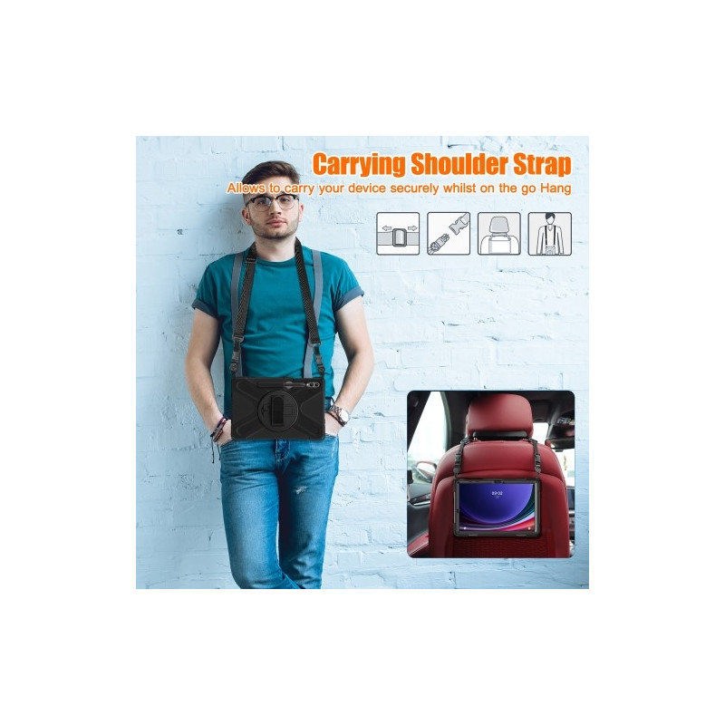 For Samsung Galaxy Tab S10+ / S9 FE+ / S9+ / S8+ / S7+ Case Kickstand Tablet Cover with Shoulder Strap