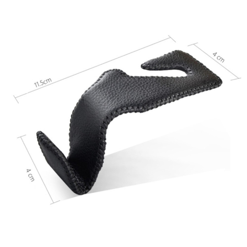 Bilseteryggveske Hengekrok rustfritt stål+skinn bilsete nakkestøttebrakettkrok