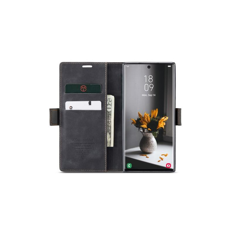 CASEME Retro Lompakkokotelo Samsung Galaxy S23 Ultra - Musta