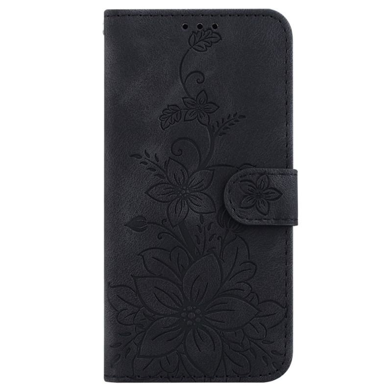 Xiaomi Redmi 14C 4G Suojakuori Lily Flower Imprint Nahkainen Puhelinsuojus Jalustalla