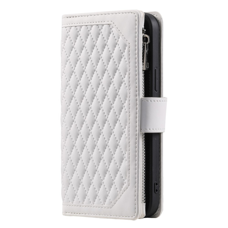 För Xiaomi Redmi 14C Zipper Wallet Case Rhombus Stitching Line Telefonfodral