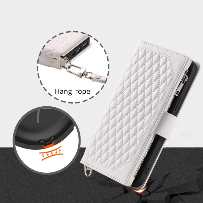 Xiaomi Redmi 14C Zipper Wallet Case Rhombus Stitching Line Puhelinsuojus